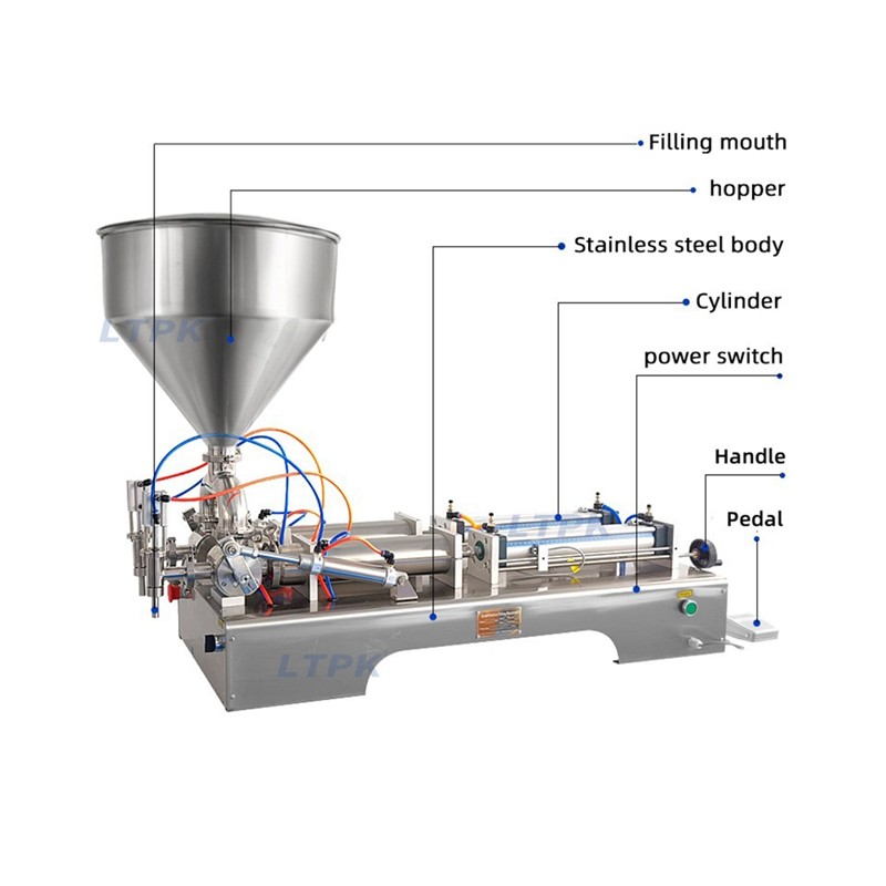 LT-G2WG Semi Automatic 1000ML Two Nozzles Piston Paste Oil Cream Filling Machines