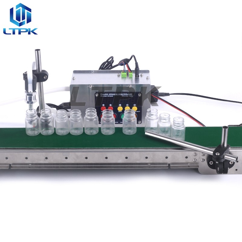 LT-S1500CW Semi-automatic Water Oil Liquid Filling Machine With Conveyor Belt