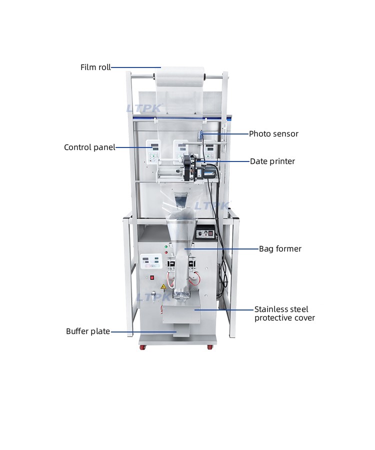 LT-BPT200B Multi-functional Three Heads 200g Back Sealing Granule Particle Pouch Packaging Machines