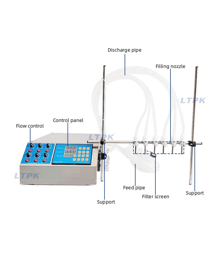 LT-PP6H650 Small Six Nozzles Peristaltic Pump Bottle Liquid Filling Machine for Small Business