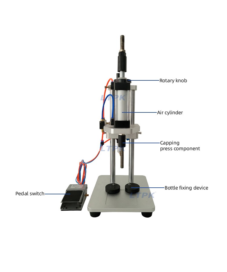 LT-180 Pneumatic Bottle Cover Cap Pressing Capping Machine for Bottles